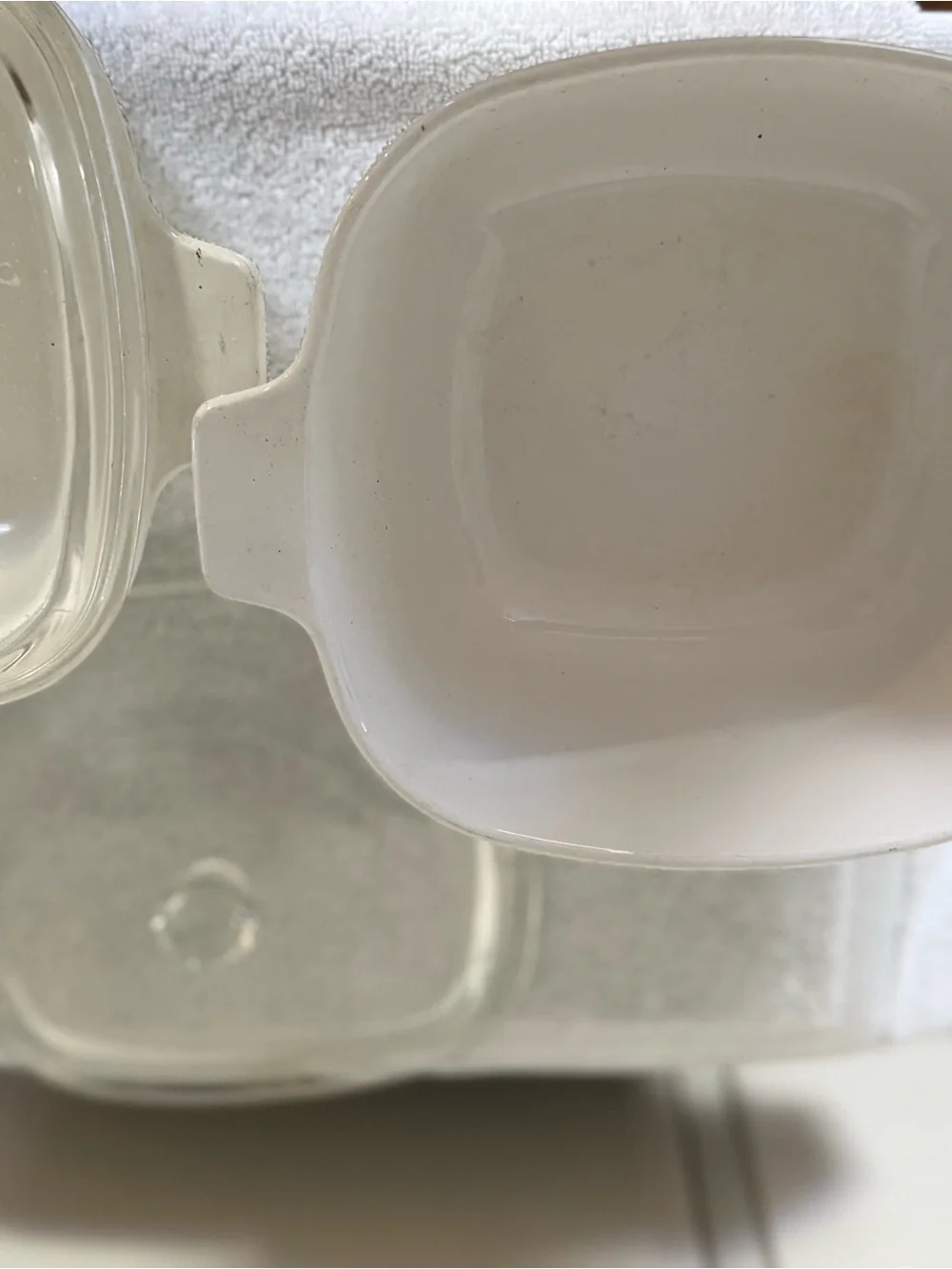 Corningware White Casserole Dishes with Blue Cone Flower Motif